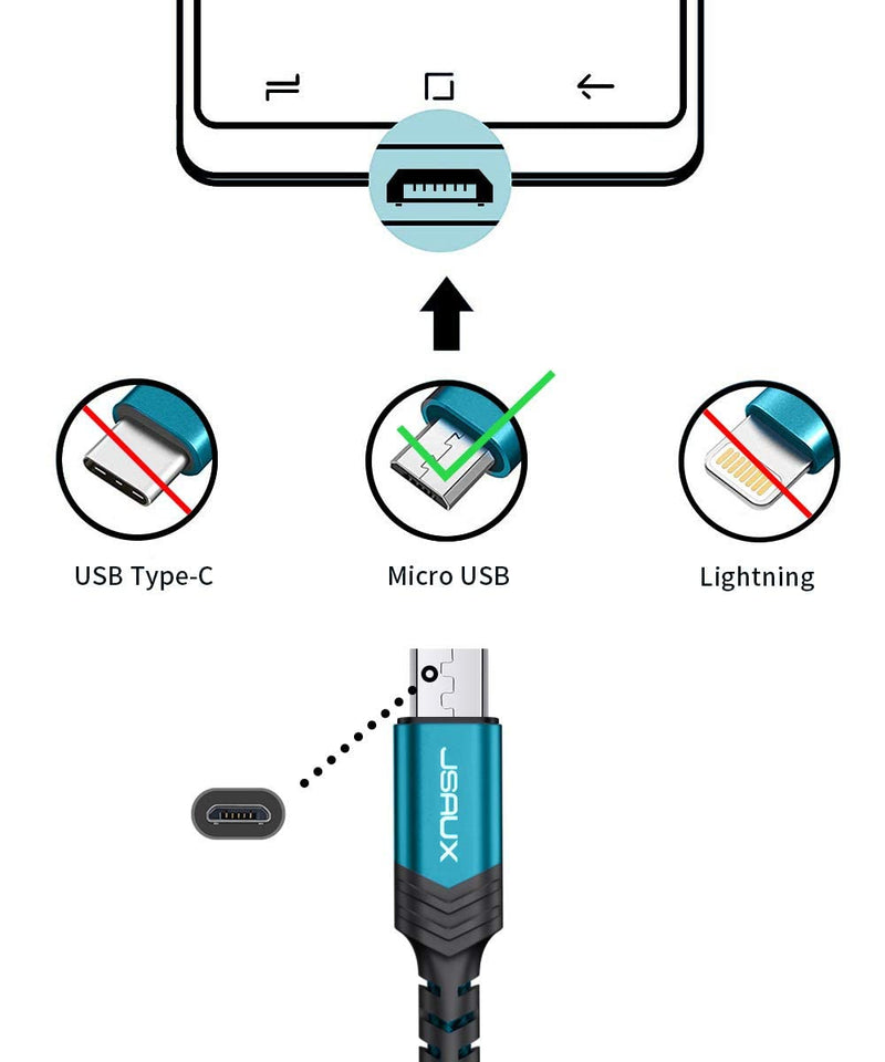 [Australia - AusPower] - Micro USB Charger Cable, JSAUX (3-Pack 3.3ft+6.6ft+10ft) Android Charger Micro USB to USB A Nylon Braided Cord Compatible with Samsung Galaxy S6 S7 Edge Note 5, Kindle and More-Green Green 