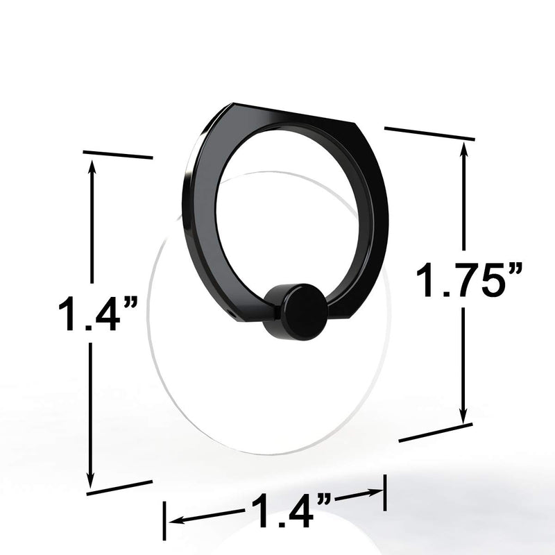 [Australia - AusPower] - Attom Tech Transparent Phone Ring Holder Grip 360 Degree Free Rotation, Clear Cell Phone Finger Ring Kick-Stand Compatible with iPhone X 8 7 Plus 6S 6 5s 5 SE, Galaxy S9 S8 S7 S6 Edge (Black) 
