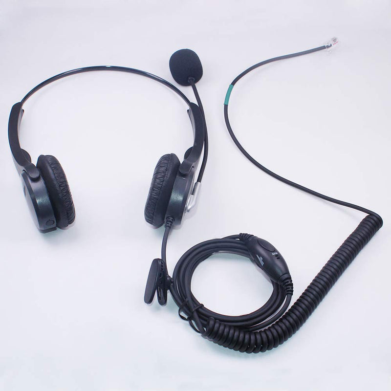 [Australia - AusPower] - Callez C402Y1 Wired Telephone Headset Binaural with Noise Cancelling Mic, Compatible for Yealink T42G Avaya 1616 Grandstream GXP2140 Cisco 7902 Snom AltiGen Cortelco Fanvil Panasonic KXT IP Phones 
