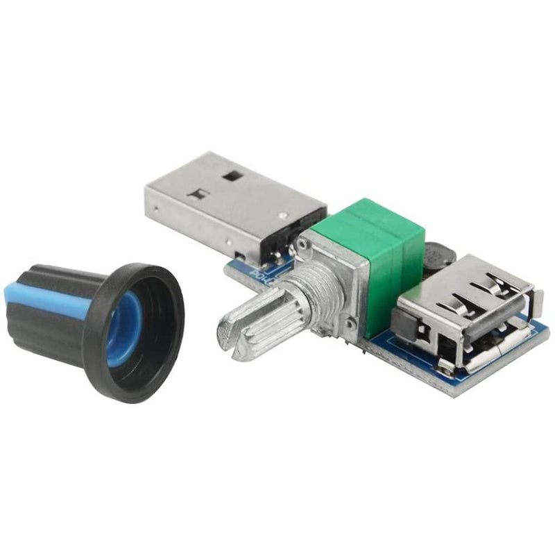 [Australia - AusPower] - USB Fan Speed Controller, DC 5V Stepless Mini USB Fan Governor DC 4-12V to 2.5-8V 5W Regulator Speed Control Knob with Switch(3PCS) 