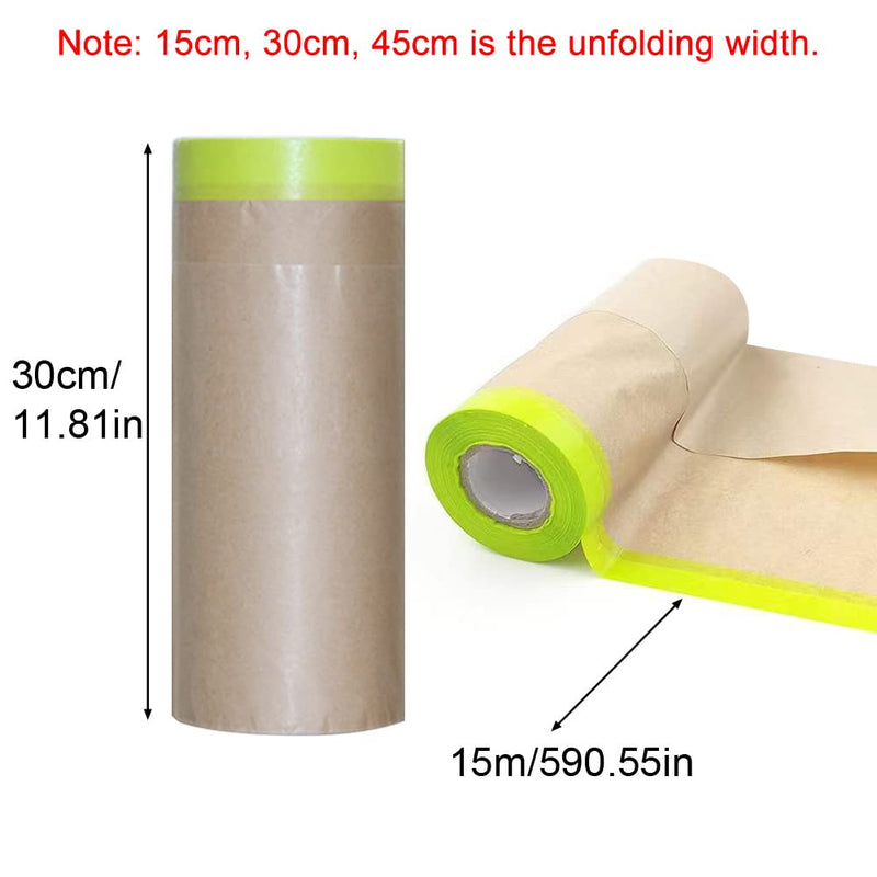 [Australia - AusPower] - QWLWBU Masking Paper for Painting,Tape and Drape Painters Paper,Automotive Paint Paper Roll with Tape,6/12/18 x 50 feet 3 Assorted Paint Masking Paper for Car and Auto Body 50 feet x11.81inch Khaki 