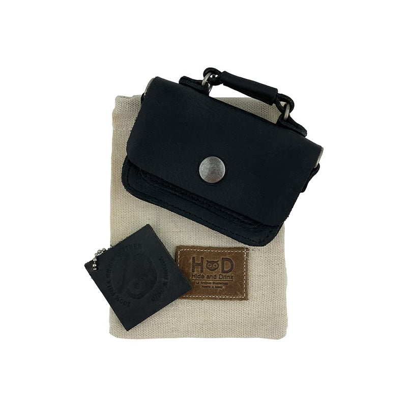 [Australia - AusPower] - Hide & Drink, Leather Mini Briefcase Card Holder, Holds Up to 10 Cards Plus Folded Bills, Case, Cash Organizer, Accessories, Handmade Includes 101 Year Warranty (Charcoal Black) Charcoal Black 