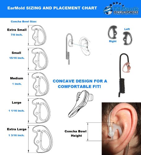 [Australia - AusPower] - Set of 5 TAPaulk Open Ear Inserts, Earmolds for Acoustic Tube Earpieces Beige Right Ear Extra Large, Large, Medium, Small and Extra Small S-04-3-R-BGE 