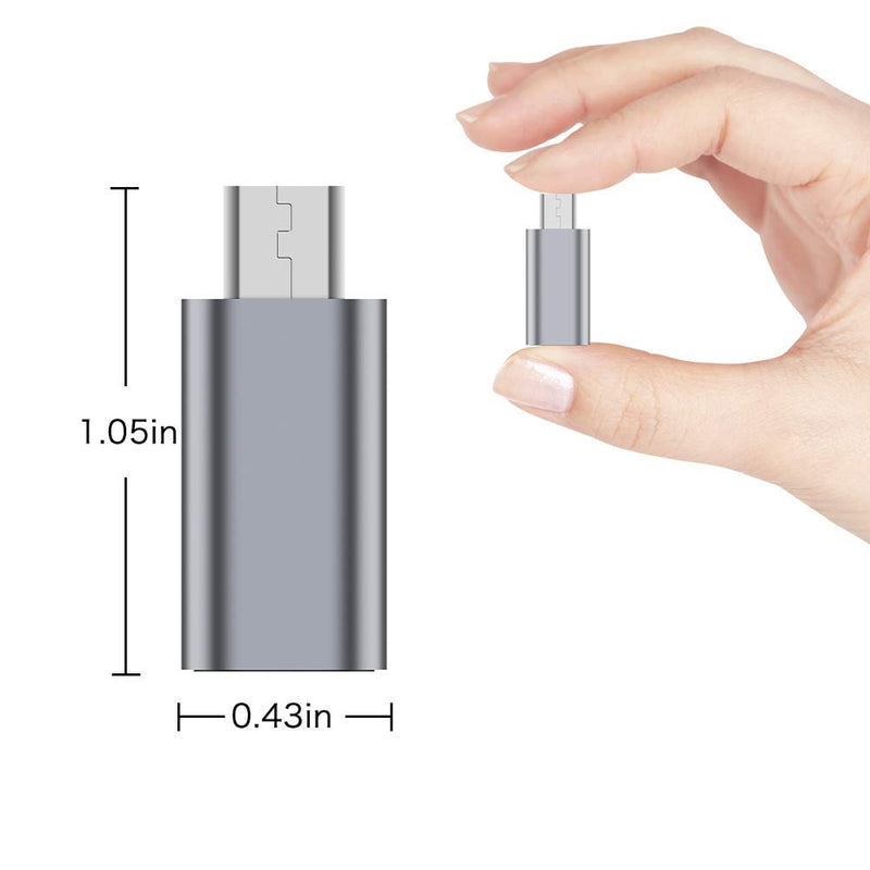[Australia - AusPower] - USB C to Micro USB Adapter, (4-Pack) Type C Female to Micro USB Male Convert Connector Support Charge Data Sync Compatible with Samsung Galaxy S7 S7 Edge, Nexus 5 6 and Micro USB Devices(Grey) Grey 