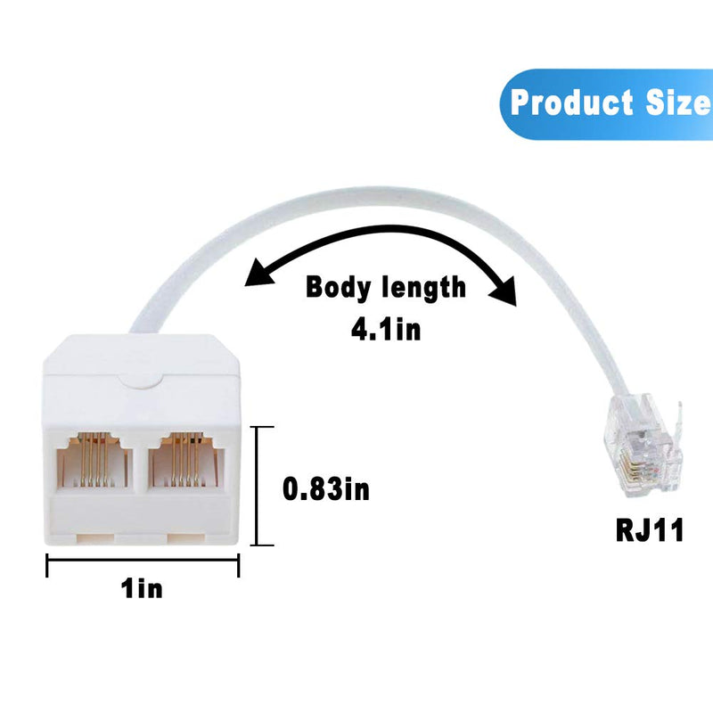 [Australia - AusPower] - Telephone Splitter, 3-Pack RFAdapter RJ11 Male to Female Two Way Phone Line Splitter Converter Cable 
