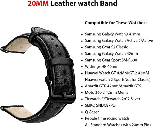 [Australia - AusPower] - Gear S2 Watch Band, Wollpo 20mm Premium Leather Bands with Bukle Spring Bar Replacement Watch Band for Samsung Gear S2 Classic, Watch 42mm / Active 2 40mm 44mm Smartwatch (Brown) Brown 