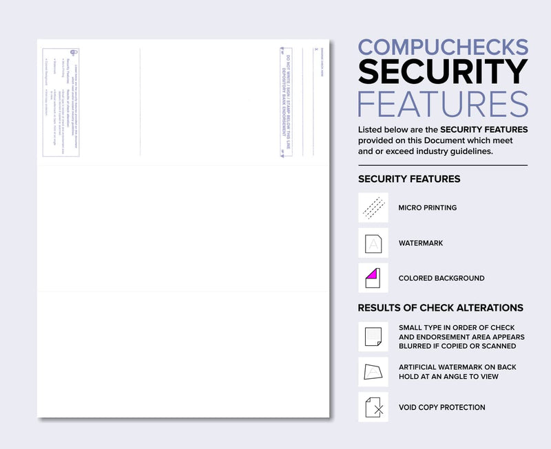[Australia - AusPower] - Compuchecks Blank Check Paper - 100 Business Checks Compatible with QuickBooks, Versacheck and laser, inkjet printers - Check stock on top and Paycheck Stub on Bottom - Platinum Pinstripe 