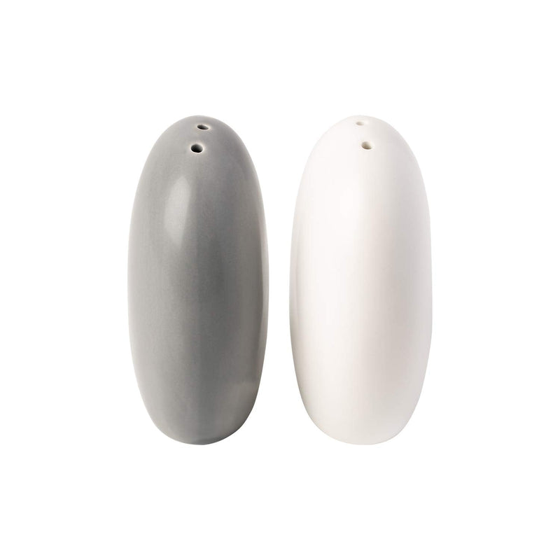 [Australia - AusPower] - Modern Salt & Pepper Shakers Made of Chip-free Ceramic - Contemporary Mill Set for Modern Kitchen Decor - Easy to refill, White & Grey Set 