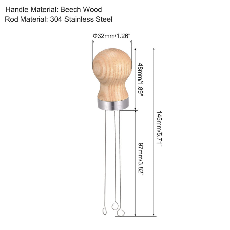 [Australia - AusPower] - MECCANIXITY Coffee Sieve Stirrer 97mm Long Rod 304 Stainless Steel with Ash Wood Handle 