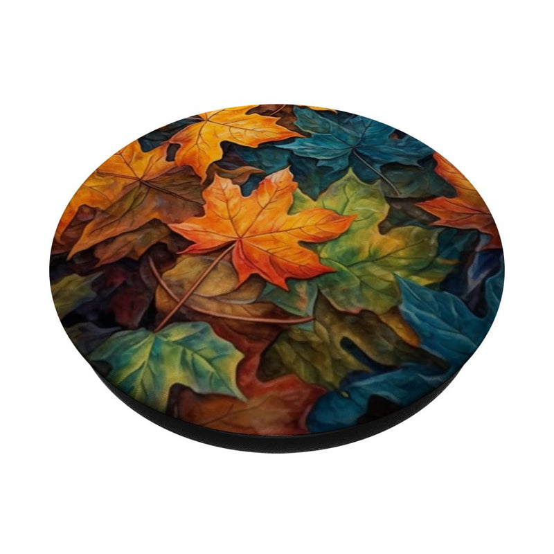 [Australia - AusPower] - Orange Autumn Fallen Maple Leaves Halloween Thanksgiving PopSockets Swappable PopGrip Black 