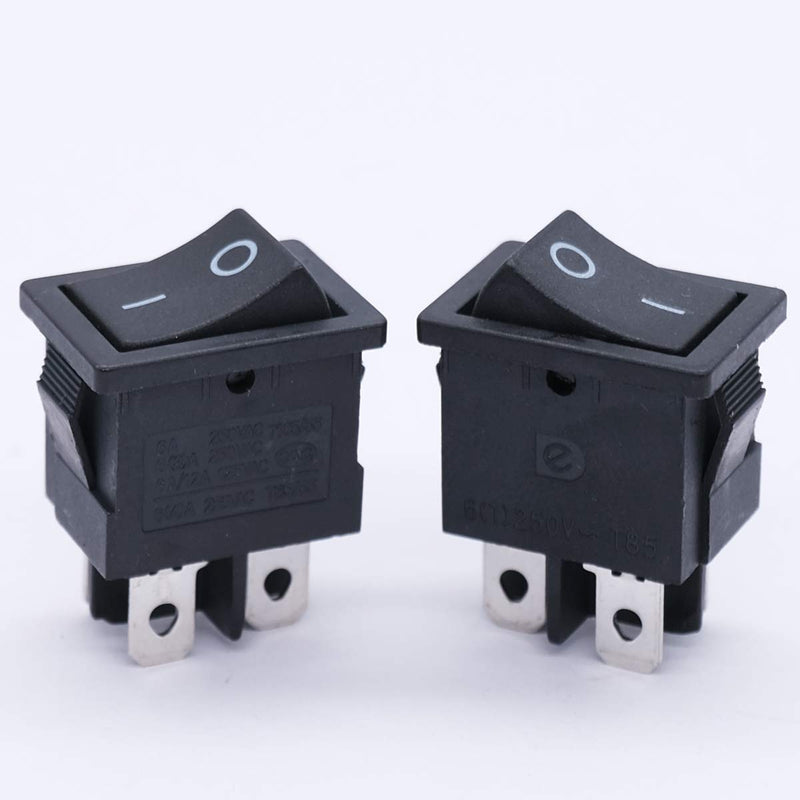 [Australia - AusPower] - mxuteuk 5pcs Snap-in DPST Rocker Switch Toggle Power ON-Off Switch 4 Pin AC 250V 6A 125V 10A, Use for Car Auto Boat Household Appliances MXU1-4-201 4 Pin Black ON-OFF 