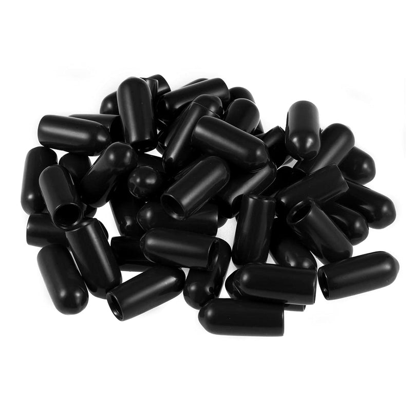 [Australia - AusPower] - uxcell 80pcs Rubber End Caps 1/4"(6mm) ID Vinyl Round End Cap Cover Screw Thread Protectors Black 