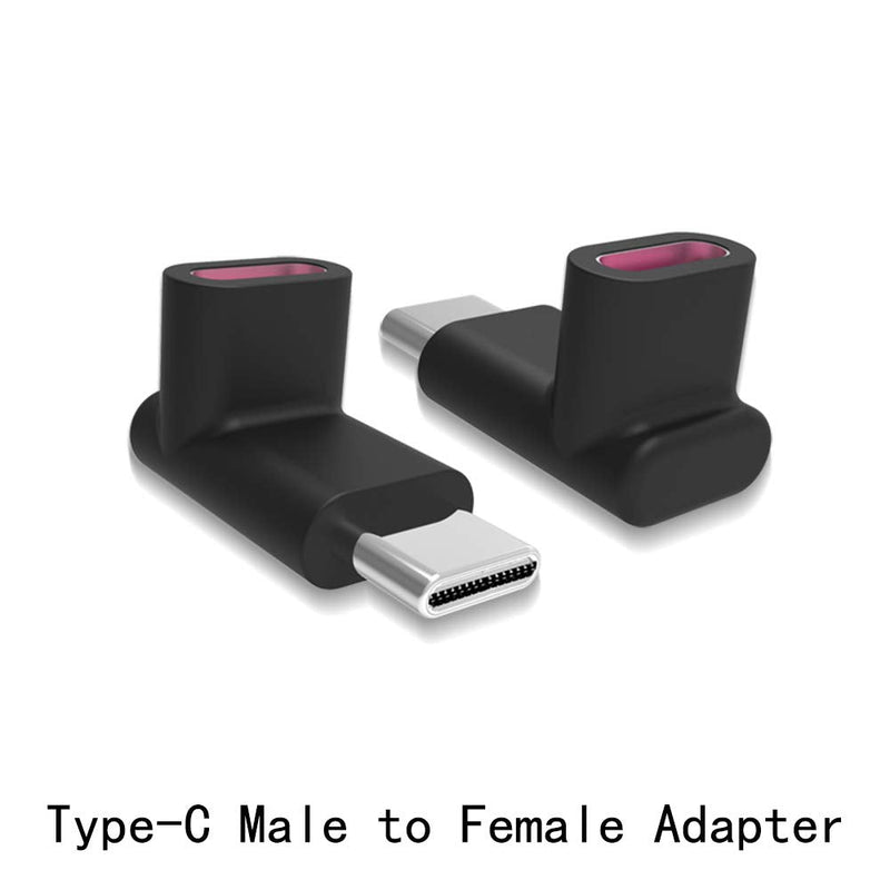 [Australia - AusPower] - 90 Degree Right Angle Type-C Male to Type-C Female Adapter,2-Pack,up and Down 90 Degree Type-c Plug to Jack Expansion Adapter is Suitable for Notebook Computers, Tablet Computers and Mobile Phones 
