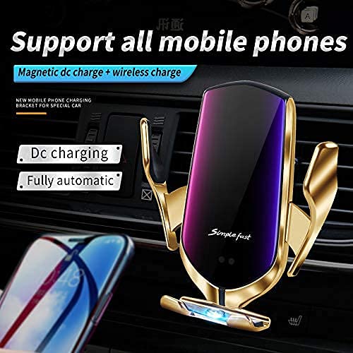[Australia - AusPower] - MEIMFY Wireless Car Charger Mount,Auto Clamping Air Vent Phone Holder for Car,New Upgraded Model,15W 10W Qi Fast Charging/Magnetic DC Charging for All Mobile Phones,iPhone,Samsung,Pixel (Gold) Gold 