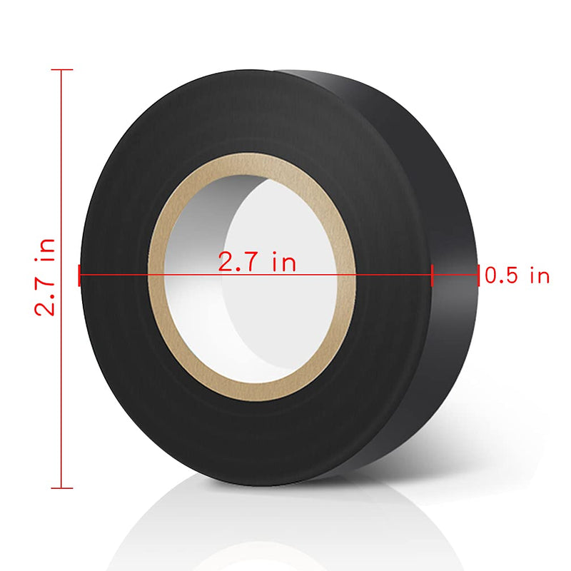 [Australia - AusPower] - Black Electrical Tape 6 Pack Each Roll 0.6" x 50' - Viaky High End Industrial Grade - Rated to 176 Degrees & 600 Volts - Vinyl Insulating Backing - Perfect for Electric Wiring Projects 6 black 