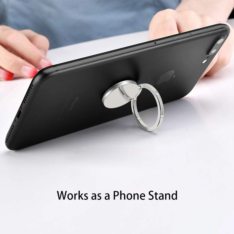 [Australia - AusPower] - Ultra Slim Phone Ring Holder, Tomorotec Thin Cell Phone Ring Stand for Magnetic Car Mount with Black Car Mount Hook - for iPhone X XR XS 8 7 Plus 6S 6 5s 5 SE, Galaxy S8 S7 S6 Edge (Silver) 