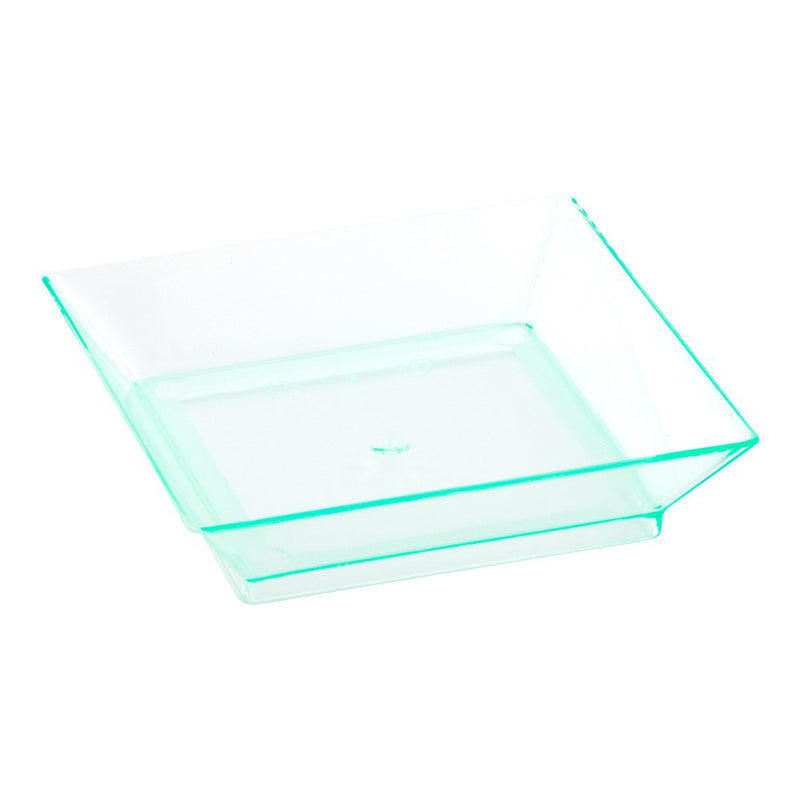 [Australia - AusPower] - Mini Modern Tasting Plate, Mini Plastic Plate with Raised Sides - Great for Snacks, Side Dishes, Desserts and Appetizers - 2.5 Inches - Seagreen - 100ct Box - Restaurantware 