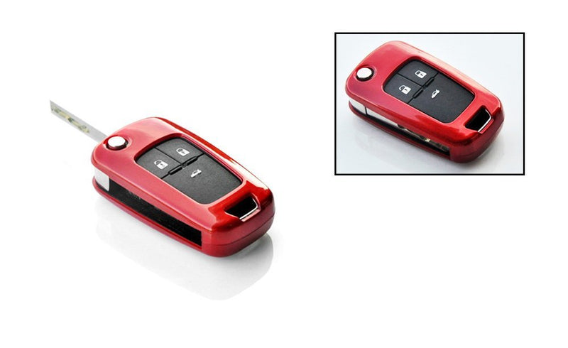 [Australia - AusPower] - iJDMTOY Exact Fit Glossy Red Smart Key Fob Shell Cover Compatible With Chevrolet GMC 3 4 or 5 Buttons Folding Key Fob (Camaro Cruze Malibu SS Spark Volt, etc) 