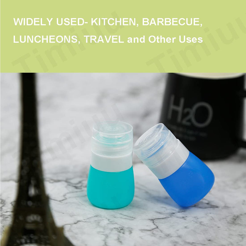 [Australia - AusPower] - Timiuu Squeeze Salad Dressing Bottles with Cleaning Brush | Portable Sauce Bottles Condiment Bottles | Dressing to Go for Lunch | 2 OZ, Set of 4 | Food-grade Silicone, BPA Free 