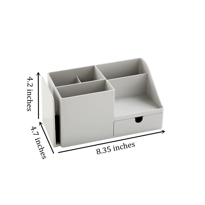[Australia - AusPower] - Shoccolt Desk Organizer with Bookshelf White Desktop Organizers and Accessories Bookends Multifunctional Office Stationary Organizer with Drawer Plastic Makeup Storage Box (Small, Grey) Small Size 