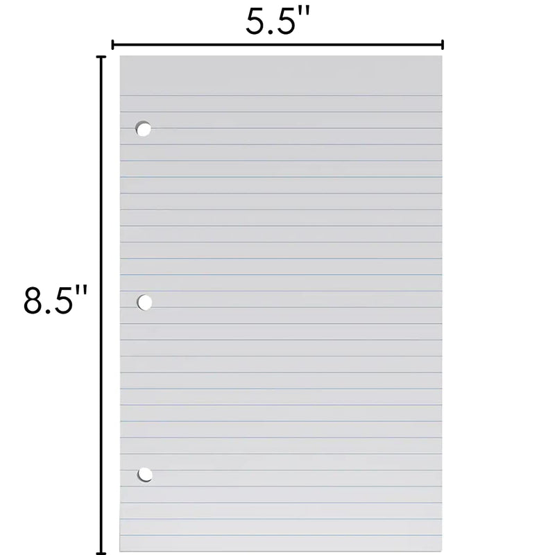 [Australia - AusPower] - 1InTheOffice College Ruled Filler Paper, 5.5 x 8.5 Mini Binder Filler Paper, White, 100 Sheets/Pack 