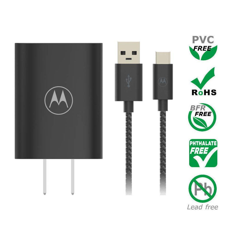 [Australia - AusPower] - Motorola TurboPower Flip 18W QC3.0 Charger with 1.5m (4.9ft) Braided USB-C Cable for Motorola Edge/Edge+,Razr, One Vision+/Zoom, G Power/Stylus/Fast, G7, X4, Z4 [Folding AC Blades] 