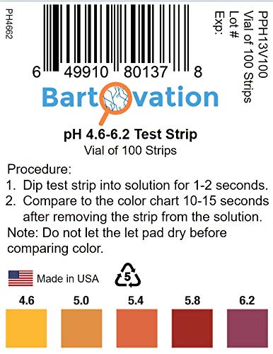 [Australia - AusPower] - pH Test Strips for Beer Making, Homebrew, Acidity, 4.6 to 6.2 pH [Vial of 100 Strips] 