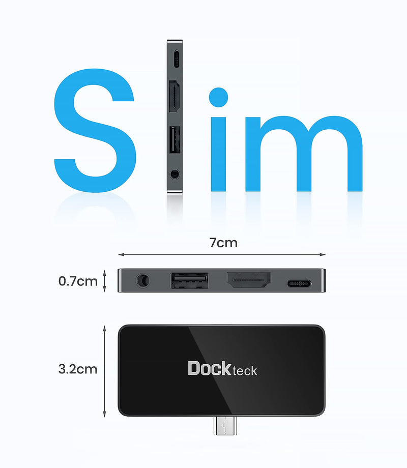[Australia - AusPower] - USB C Hub Adapter for iPad Pro 2021 2020 2018 11 12.9 / iPad Air 4 10.9 iPad mini6 Dockteck 4 in 1 iPad Pro USB-C Hub with 100W Power Delivery, 4K@60Hz HDMI Port, USB 2.0 Port and 3.5mm Headphone Jack 