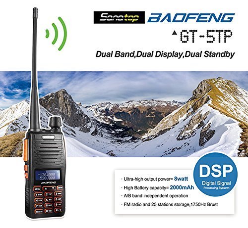 [Australia - AusPower] - BAOFENG GT-5TP 8W/4W/1W Tri-Power Dual Band Radio 144-148MHz 420-450MHz Handheld Two Way Radio Walkie Talkie with Earpiece + 2000mAh Battery + Dual PTT, Long Range for Adults Ham Radio 