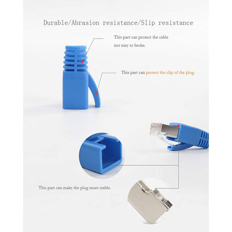 [Australia - AusPower] - 50 Pcs Cat6A Cat7 Cat8 Strain Relief Boot, RJ45 Plug Connector Cover Modular Network Plug Connector Cap Cable Connector Boots, Blue 