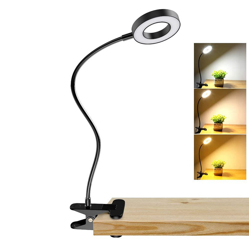 [Australia - AusPower] - DLLT Dimmable Clip on Light, 48 LED USB Book Reading Light, Color Changeable Night Light Clip on for Desk, Bed Headboard, Makeup Mirror, Dorm Room, Computer, Piano Lighting, 15 Brightness (Black) Black 
