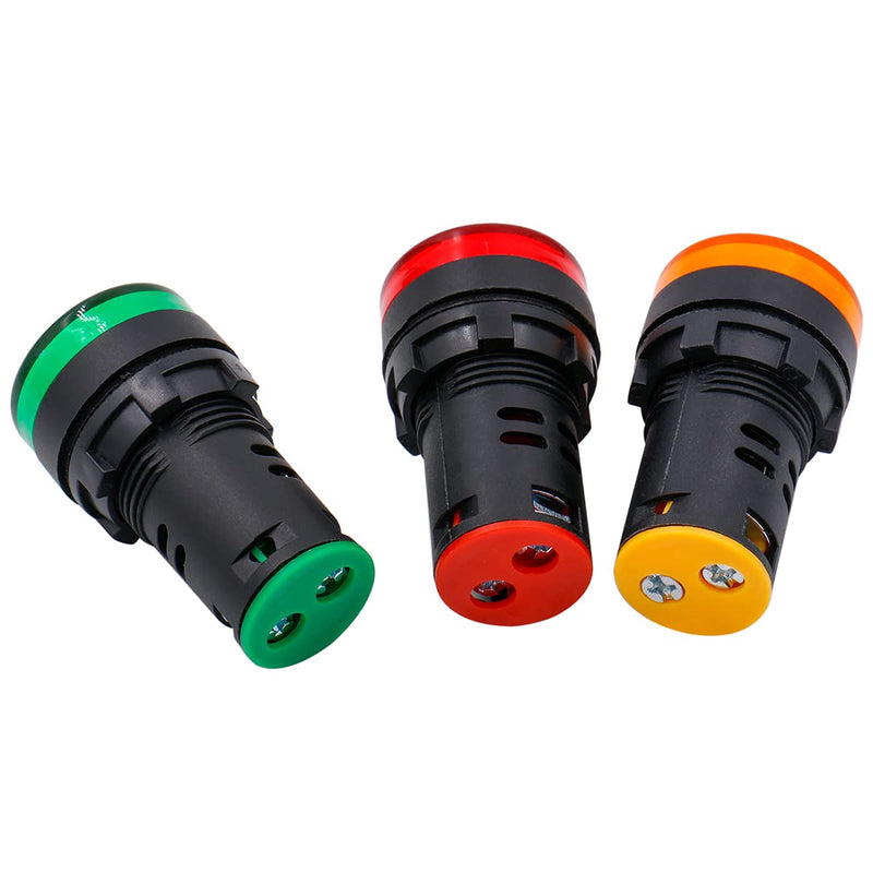 [Australia - AusPower] - Baomain LED Indicator Pilot Light L22 DC 12V 20mA Green Red Yellow Indicator lamp 3 Pieces 