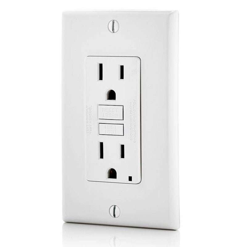 [Australia - AusPower] - Leviton GFNT1-W Self-Test SmartlockPro Slim GFCI Non-Tamper-Resistant Receptacle with LED Indicator, Wallplate Included, 15-Amp, White 15 Amp 
