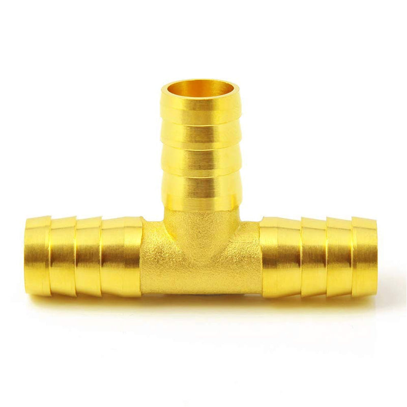 [Australia - AusPower] - U/D Metaltee Brass 5/8 inches Barbed Tee Fitting 3 Way Hose Barb T Shaped Adapter with Hose Clamps 