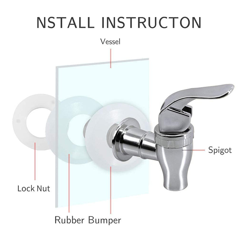 [Australia - AusPower] - Push Style Faucet For Beverage Dispenser Carafe, Beverage Dispenser Replacement Spigot,Lever Pour Spout For Beverage Dispenser (Silver) Silver 