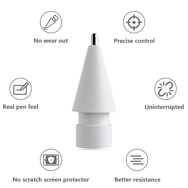 [Australia - AusPower] - Upgraded Tips Compatible with Apple Pencil Tip,YINVA 0.76mm No Wear Out Ballpoint Precise Control Apple Pen Tips Extension(White) 