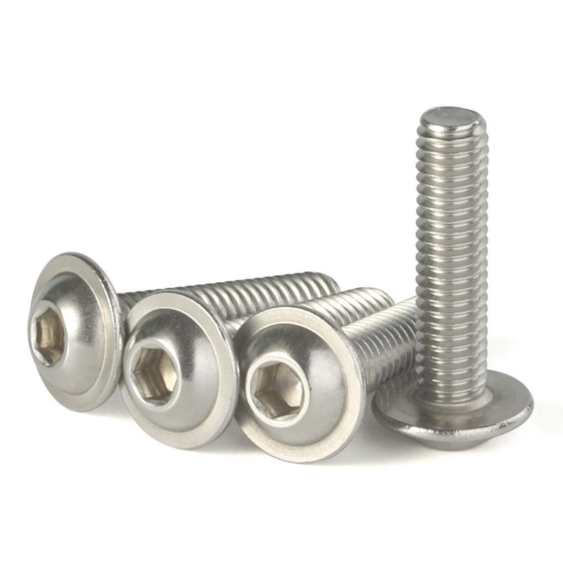 [Australia - AusPower] - M3-0.5 x 6mm Flanged Button Head Socket Cap Screw Bolts, 304 Stainless Steel 18-8, Allen Socket Drive, Bright Finish, Fully Machine Threaded, Pack of 100 M3-0.5 × 6MM (100 PCS) 