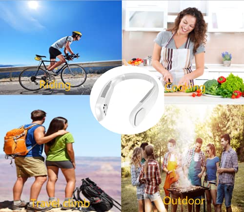 [Australia - AusPower] - BISMDKY Portable Neck Fan, Hands Free 9600 mAh Rechargeable Mini USB ,Leafless,No Curly Hair,Headphone Design Personal Fan, 360° Cooling adjustable Necklace Fan 3 Speeds Hanging Neck Fan for Outdoor Sports Travel 