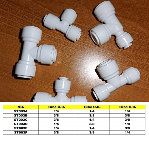[Australia - AusPower] - MALIDA ST003A Union Tee Connector 1/4" to 1/4" to 1/4" Tubing/Hose/Pipe Use Quick Connect Plastic Fitting for Reverse Osmosis System,Pack of 10. 1/4" to 1/4" to 1/4" 