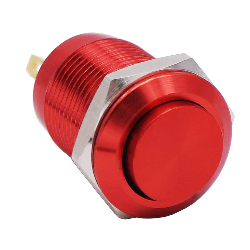 [Australia - AusPower] - Twidec/12mm 1/2" Waterproof Red Metal Shell Momentary Raised Top Push Button Switch DC/AC 36V 2A SPST 1NO Start Button for car Modification Switch(Quality Assurance for 1 Years) M-12-R-G 