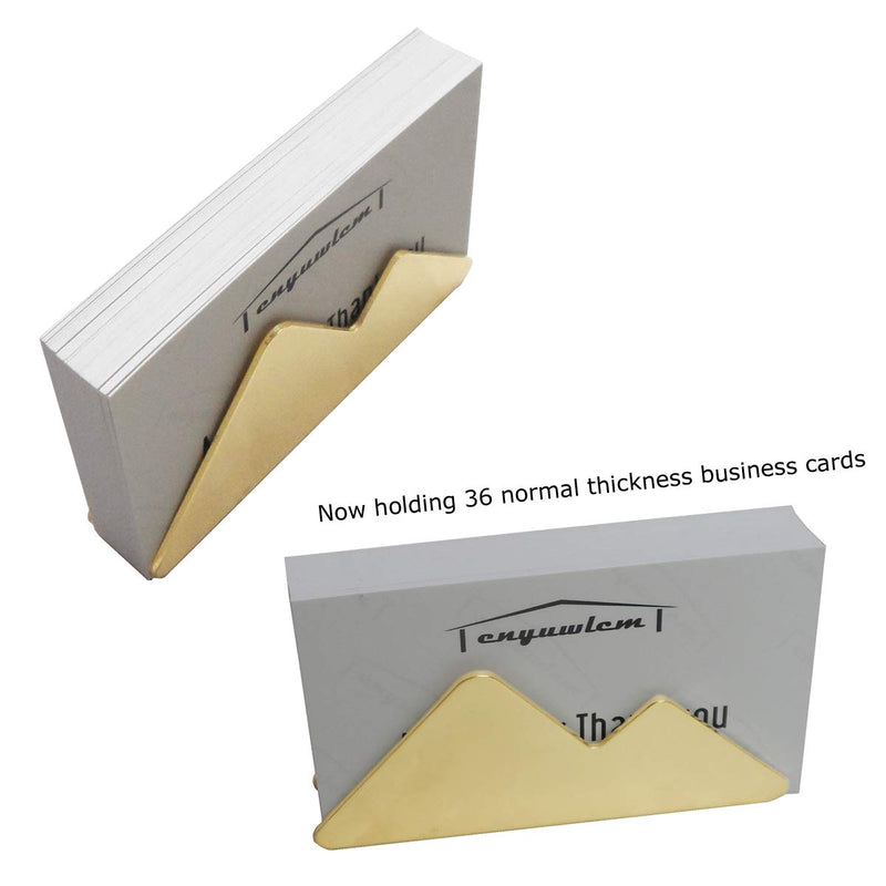 [Australia - AusPower] - Enyuwlcm Metal Business Card Holder for Desk Brass Business Card Stand for Office Tabletop Counter Organizer Gold 2 Pack 