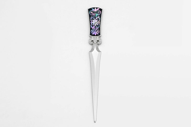 [Australia - AusPower] - Inlay with Mother of Pearl Metal Steel Office Knife Hand Cutter Blade Envelope Letter Opener (Arabesque New) 