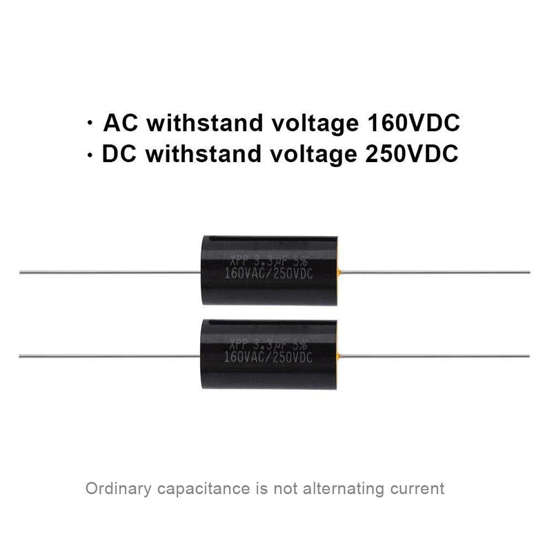 [Australia - AusPower] - 2pcs Audio Capacitor, Capacitor Frequency Divider Capacitance Audio Speaker Capacitor with Pure Copper Wire Pins (3.3uF) 3.3uF 