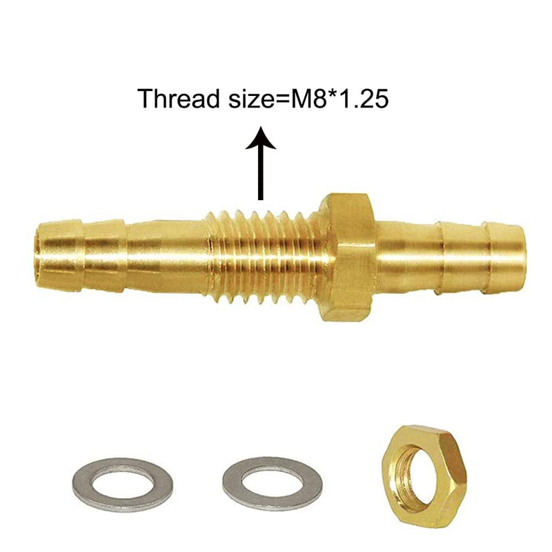 [Australia - AusPower] - Joywayus 2pcs 1/4'' ID Hose Barb Thru-Bulk Head Hex Union Brass Fitting with Flat Washer Gasket Water/Fuel/Air 1/4×1/4-2 Pack 