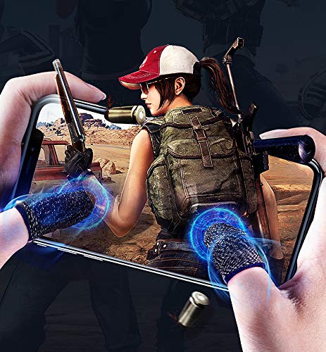 [Australia - AusPower] - Mobile Gaming Finger Thumb Sleeves,Anti-Sweat Breathable Seamless Thumb Touchscreen Finger Covers for League of Legend, PUBG, Rules of Survival, Knives Out Blue 