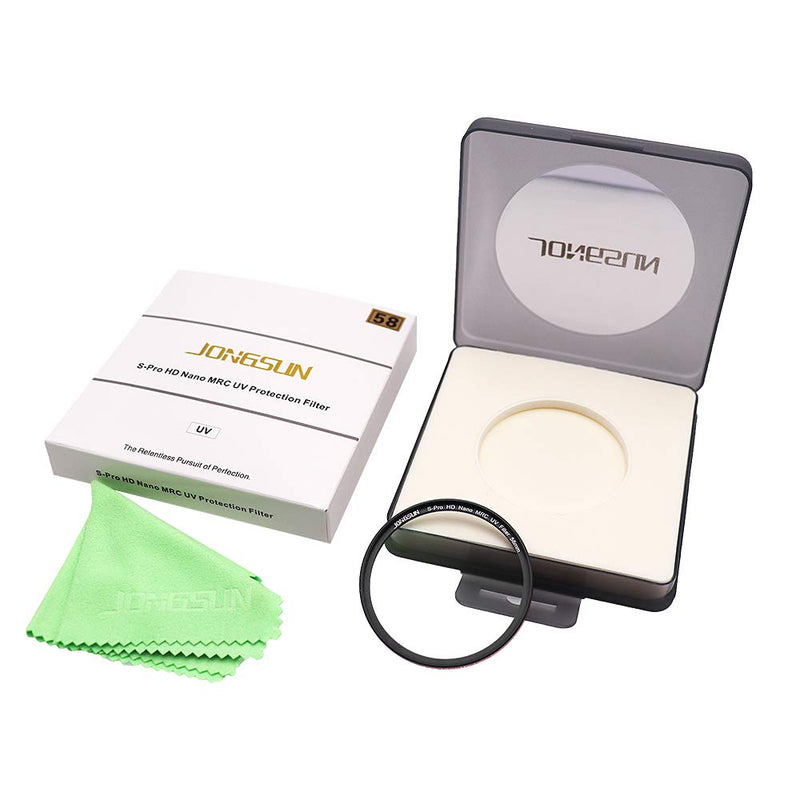 [Australia - AusPower] - JONGSUN 58mm UV Filter, S-Pro HD Nano MRC Camera Ultraviolet Protection Filter, Multicoated, B270, Ultra-Slim, Lens Cloth Kit 