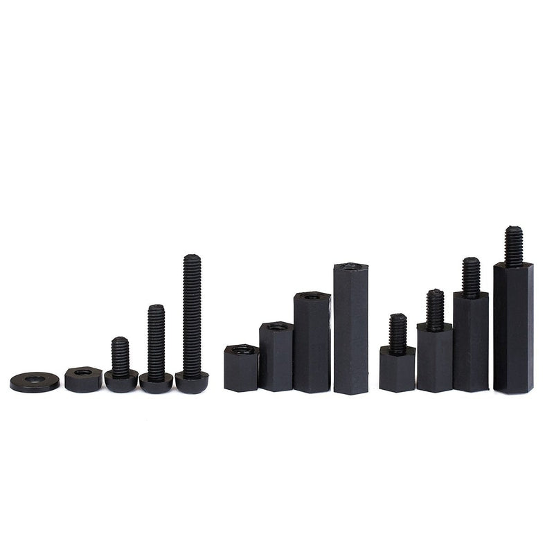 [Australia - AusPower] - LitOrange 320PCS M3 Male Female Nylon Hex Spacer Standoff Screw Nut Threaded Pillar PCB Motherboard Assorted Assortment Kit (Black) 