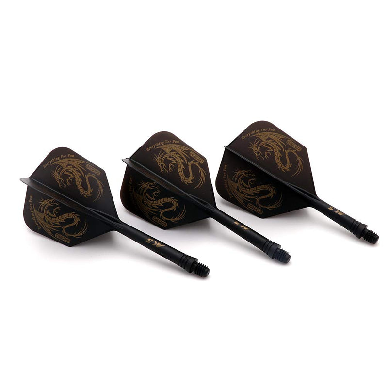 [Australia - AusPower] - CUESOUL 3 Sets Integrated Dart Shaft and Flights,Dart Shaft Length 21mm/28mm/33mm Shaft Length 21mm+28mm+33mm-Big Wing Shape-Black Dragon 