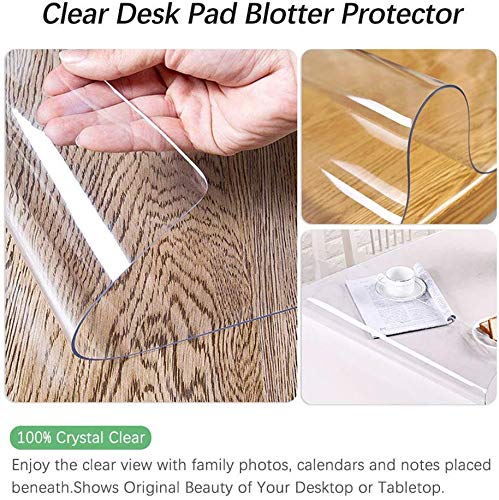 [Australia - AusPower] - Clear Desk Pad Blotter 16 X 32 Inch Office Desk Mats Table Protector on Top of Desks for Laptop Computer Keyboard Transparent Desktop Cover Vinyl PVC Desk Writing Mat with Mouse Pad Waterproof Plastic 16X32 Inch Clear 