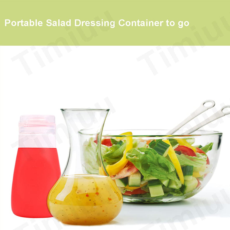[Australia - AusPower] - Timiuu Squeeze Salad Dressing Bottles with Cleaning Brush | Portable Sauce Bottles Condiment Bottles | Dressing to Go for Lunch | 2 OZ, Set of 4 | Food-grade Silicone, BPA Free 